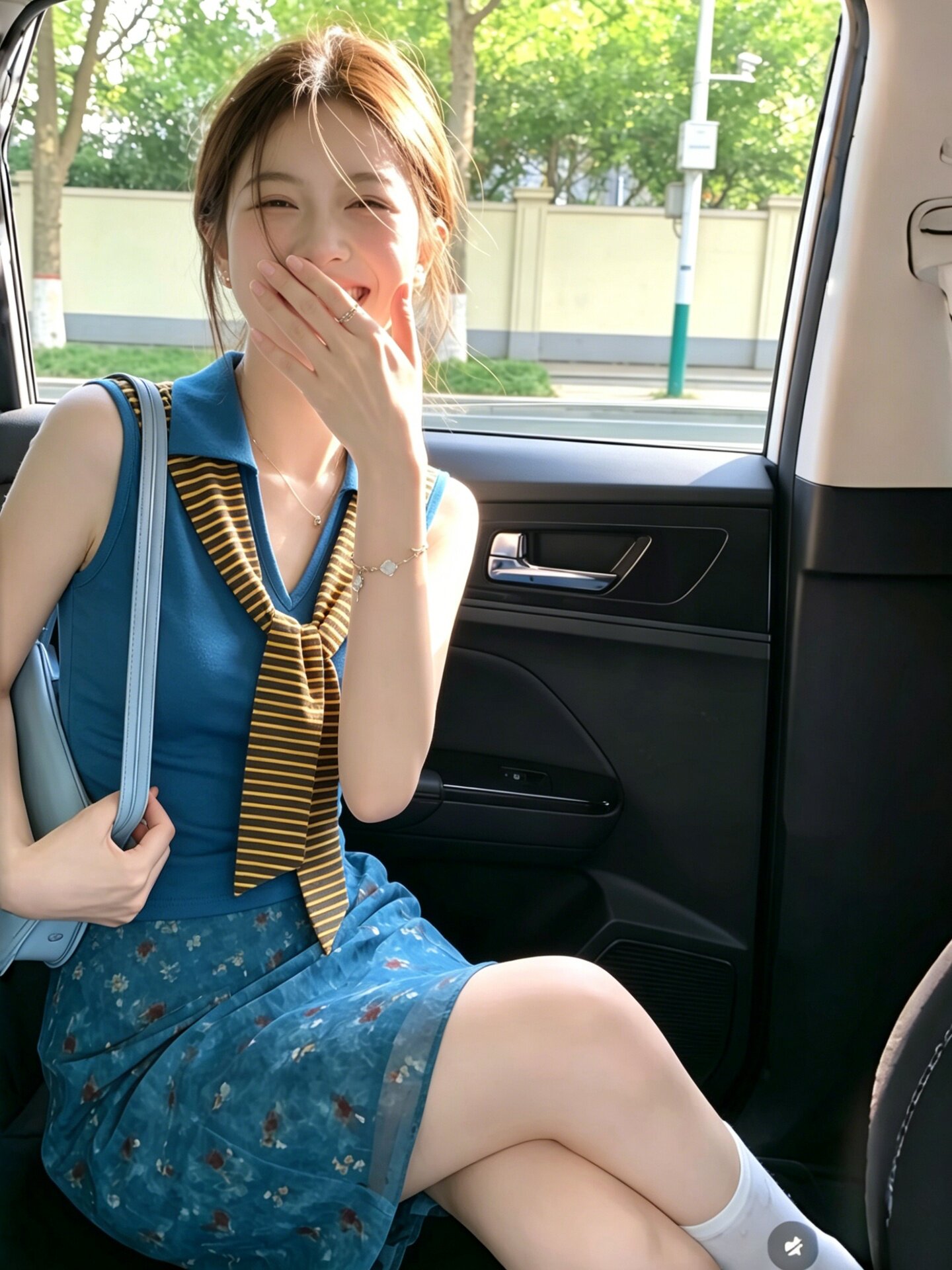 Blue Camisole Women's Top 2026 Summer Thai Style Cute Age-Reducing Fairy Knit